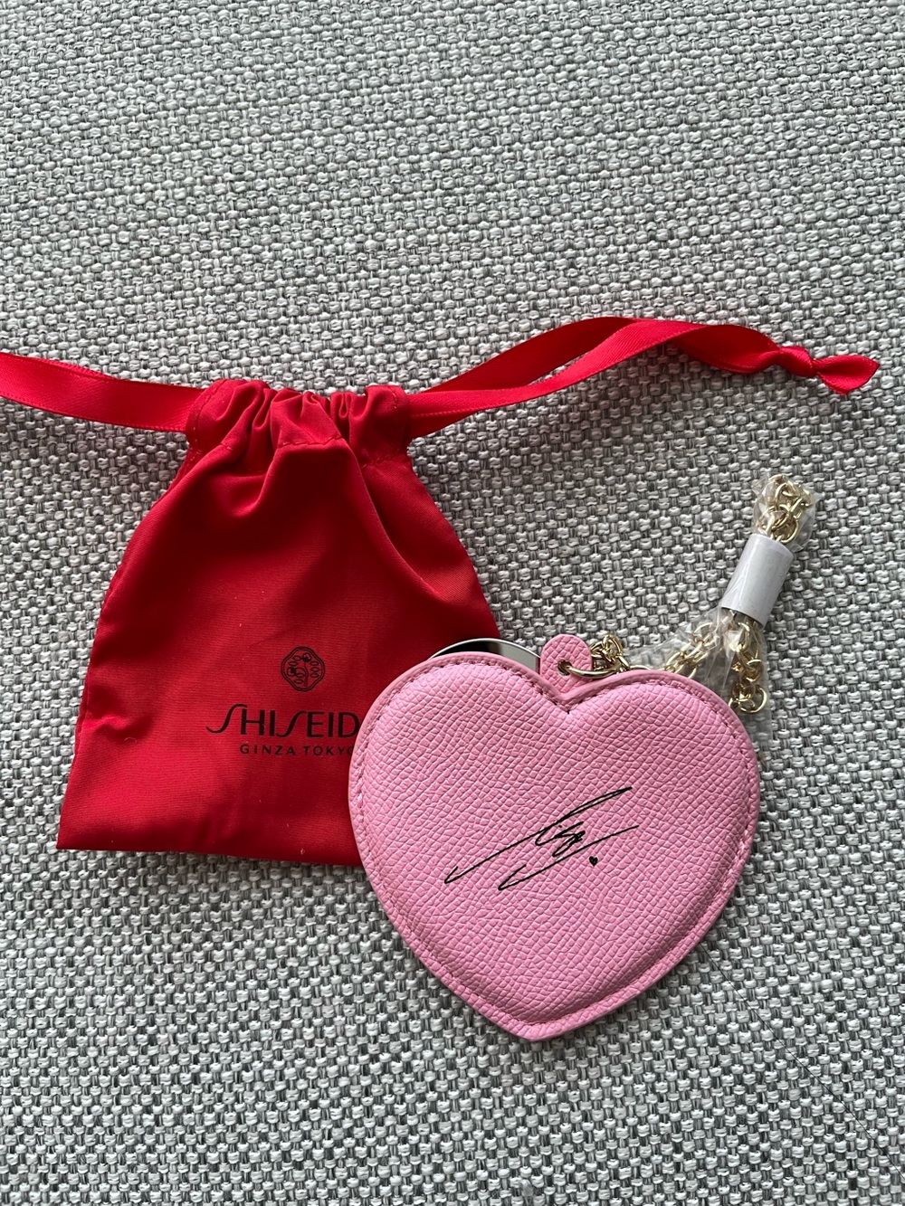 Shiseido Pink Heart Bag Charm with Mirror